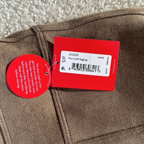 🌸 NWT SPANX Luxurious Faux Suede Leggings Tan Camel size Small {Sold Out} - Picture 10 of 15